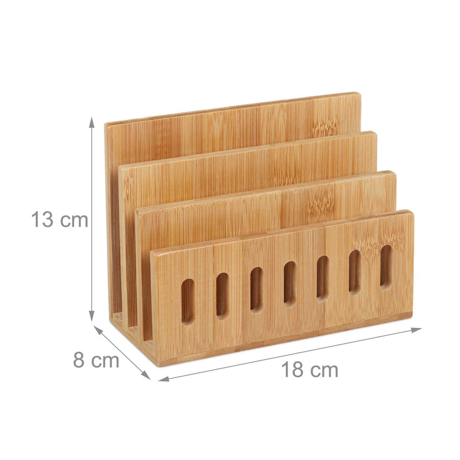 Relaxdays Briefständer Bambus Natur 3 Ablagefächer 13 cm x 18 cm x 8 cm 0,4 kg_4