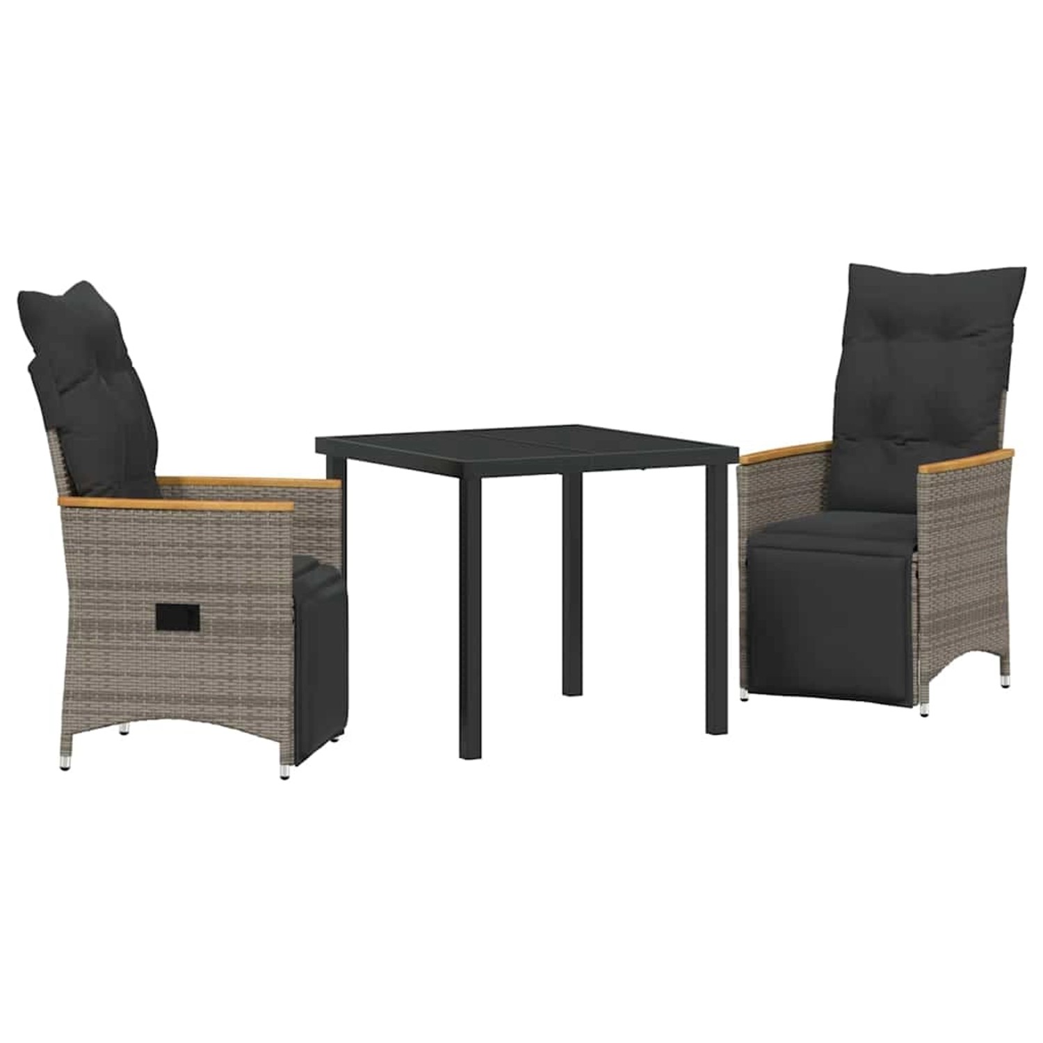 vidaXL Garten Essgruppe mit Kissen 3-Tlg Grau Poly Rattan 3379625 günstig online kaufen