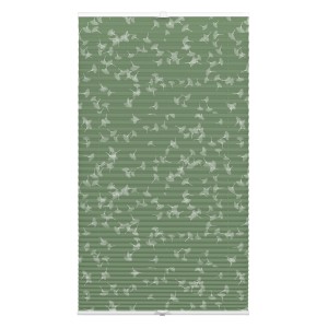 Gardinia EasyFix Plissee Japandi, 40x130 cm, Jade Green mit Blattmuster.