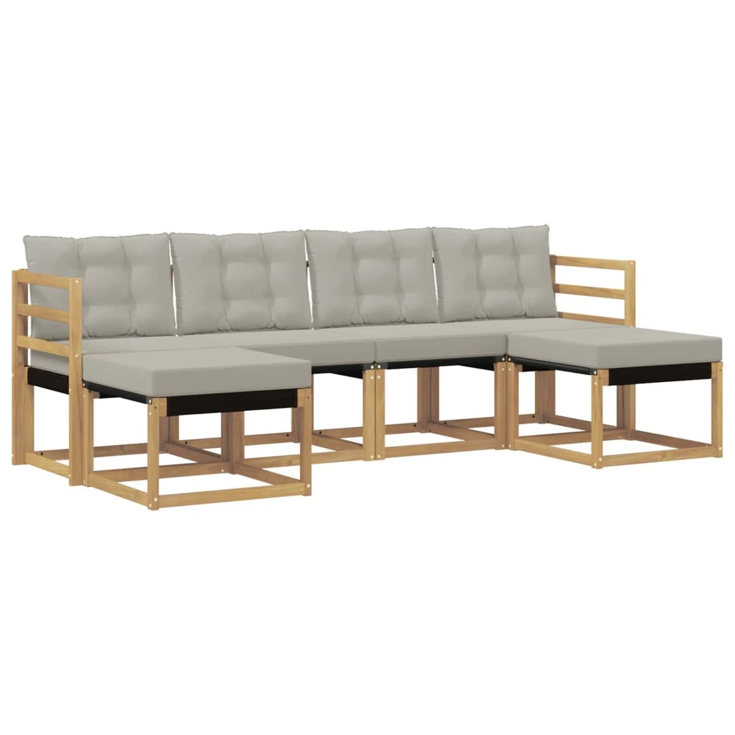 vidaXL Outdoor-Sofagarnitur mit Kissen 6-Tlg Weiß und Hellgrau 3389729