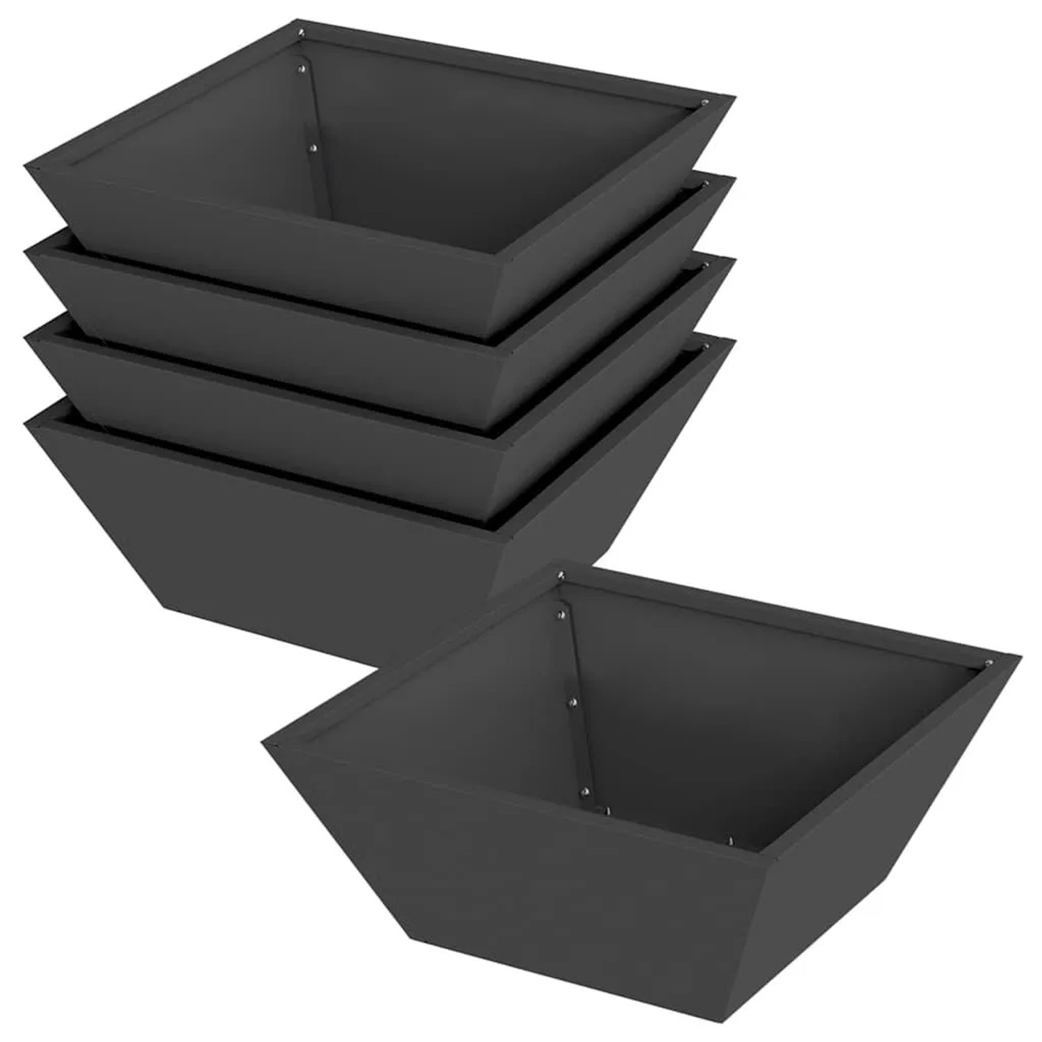 vidaXL Garten-Pflanzgefäß 5 Stk Schwarz 40 x 40 x 15 cm 873811 günstig online kaufen