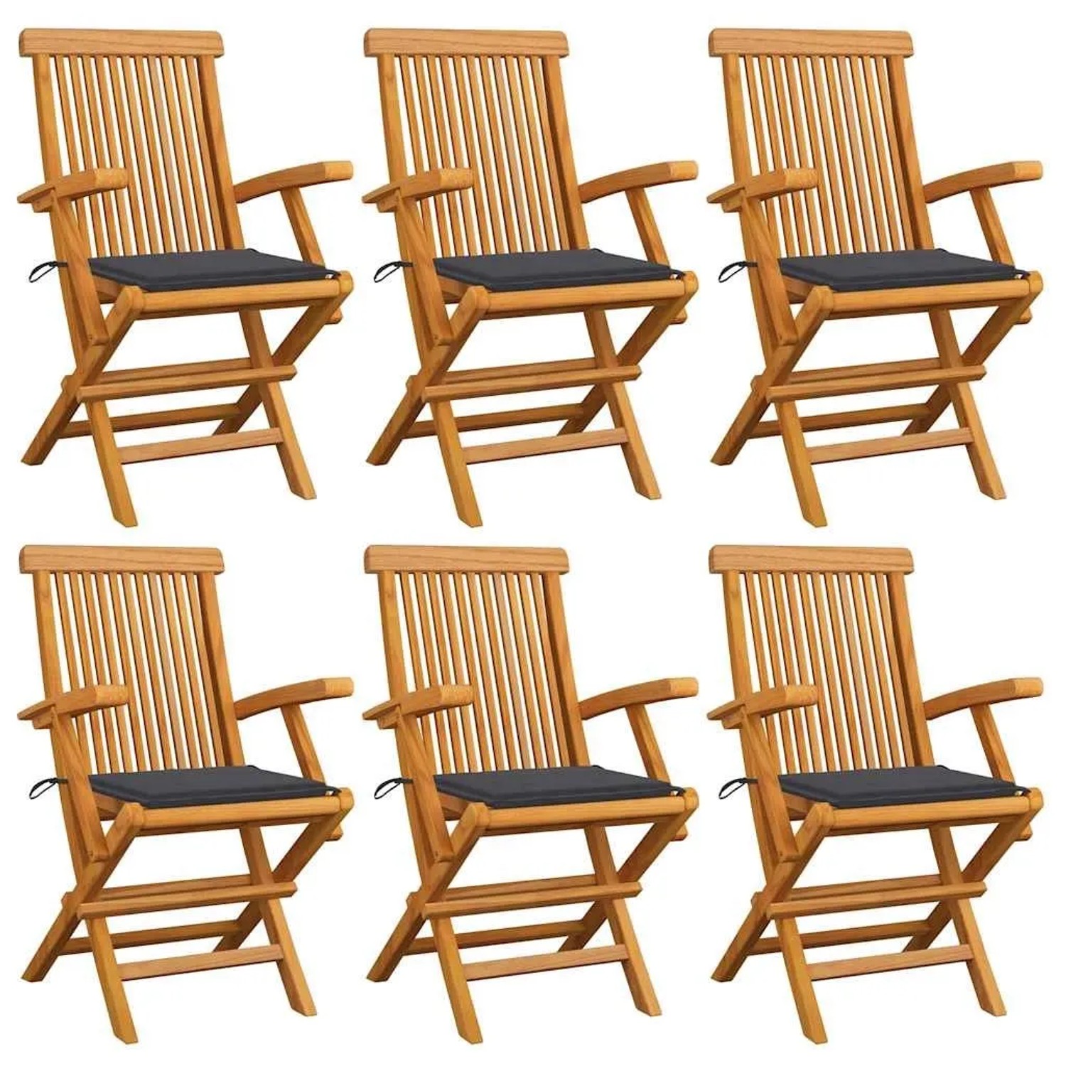 vidaXL Gartenstühle mit Anthrazit Kissen 6 Stk Massivholz Teak 3062541 günstig online kaufen