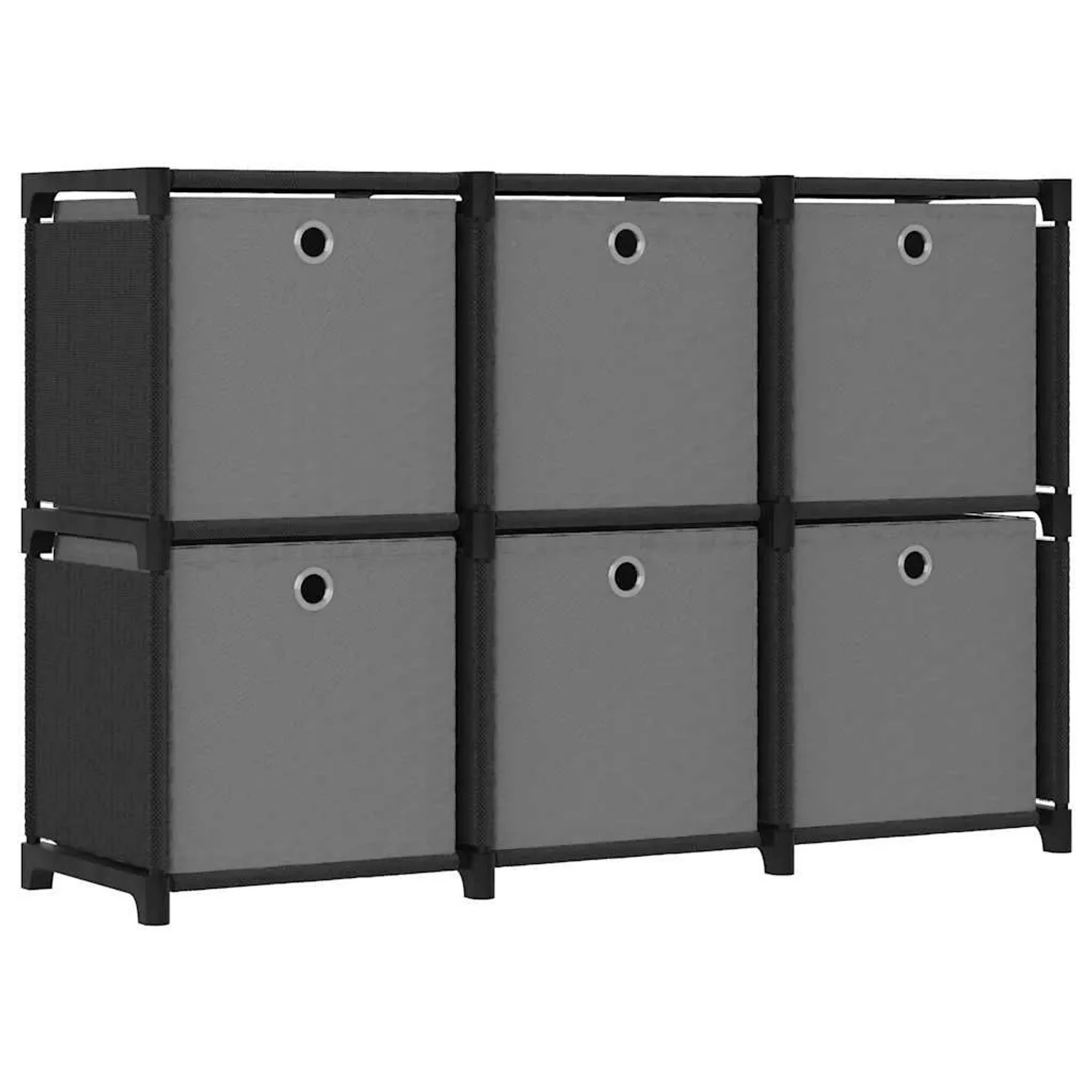 vidaXL Würfelregal mit 6 Boxen Schwarz 103x30x72,5 cm Stoff 322607