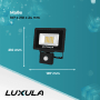LUXULA LED Fluter mit Bewegungsmelder, 30W, neutralweiß, schwarzer Außenstrahler.