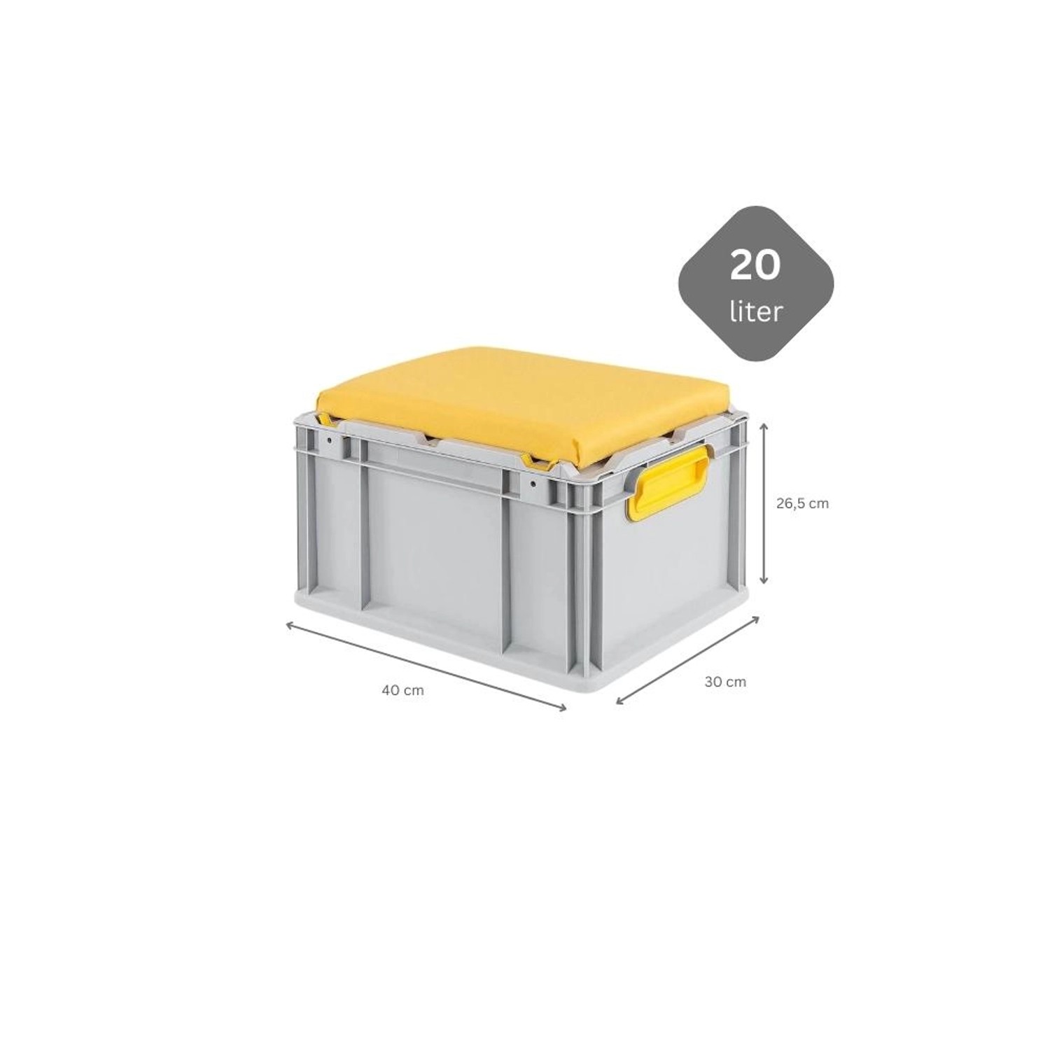 Eurobehälter Eurobox 40x30x28.5 Cm Con Coperchio A Cerniera - Contenitore In Polipropilene Grigio, 26L - Foto 11