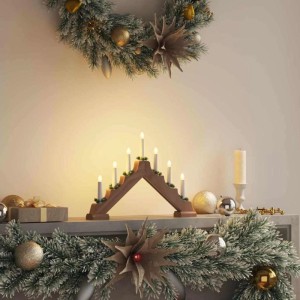 vidaXL Weihnachtskerzenbrücke mit 7 LEDs Braun 39,5 x 5 x 29 cm 42019701