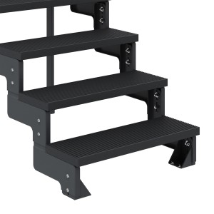 Dolle Außentreppe Gardentop, 2 Stufen in Anthrazit, Detailansicht ohne Geländer.