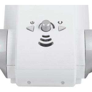 Detailansicht: Bedienelemente des weißen, rotorlosen OBI Bodenventilators.