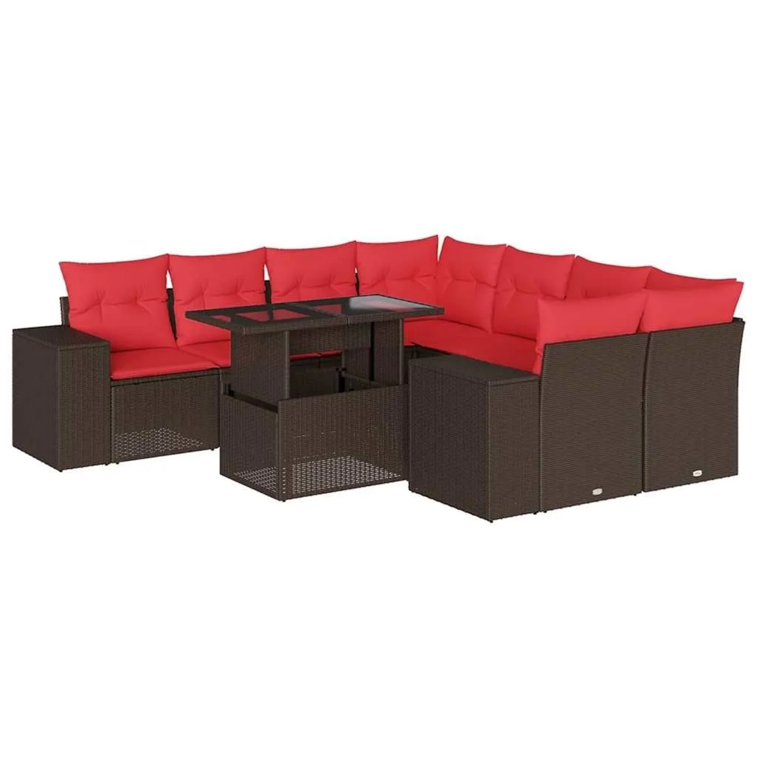 vidaXL 9-Tlg Gartensofa-Set mit Kissen Braun Polyrattan 3269064 günstig online kaufen