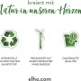 Elho Blumentopf: Icons für Recycling, Windenergie und Qualität.