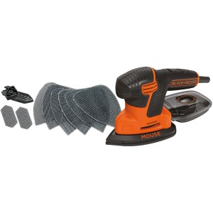 Black+Decker Mouse Dreieckschleifer KA2500K (120W) mit Zubehör und Schleifgittern.