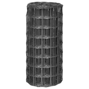 Gerollter grauer Eurozaun aus PVC-beschichtetem Stahldraht, ideal als Gartenzaun oder Schutzgeflecht.
