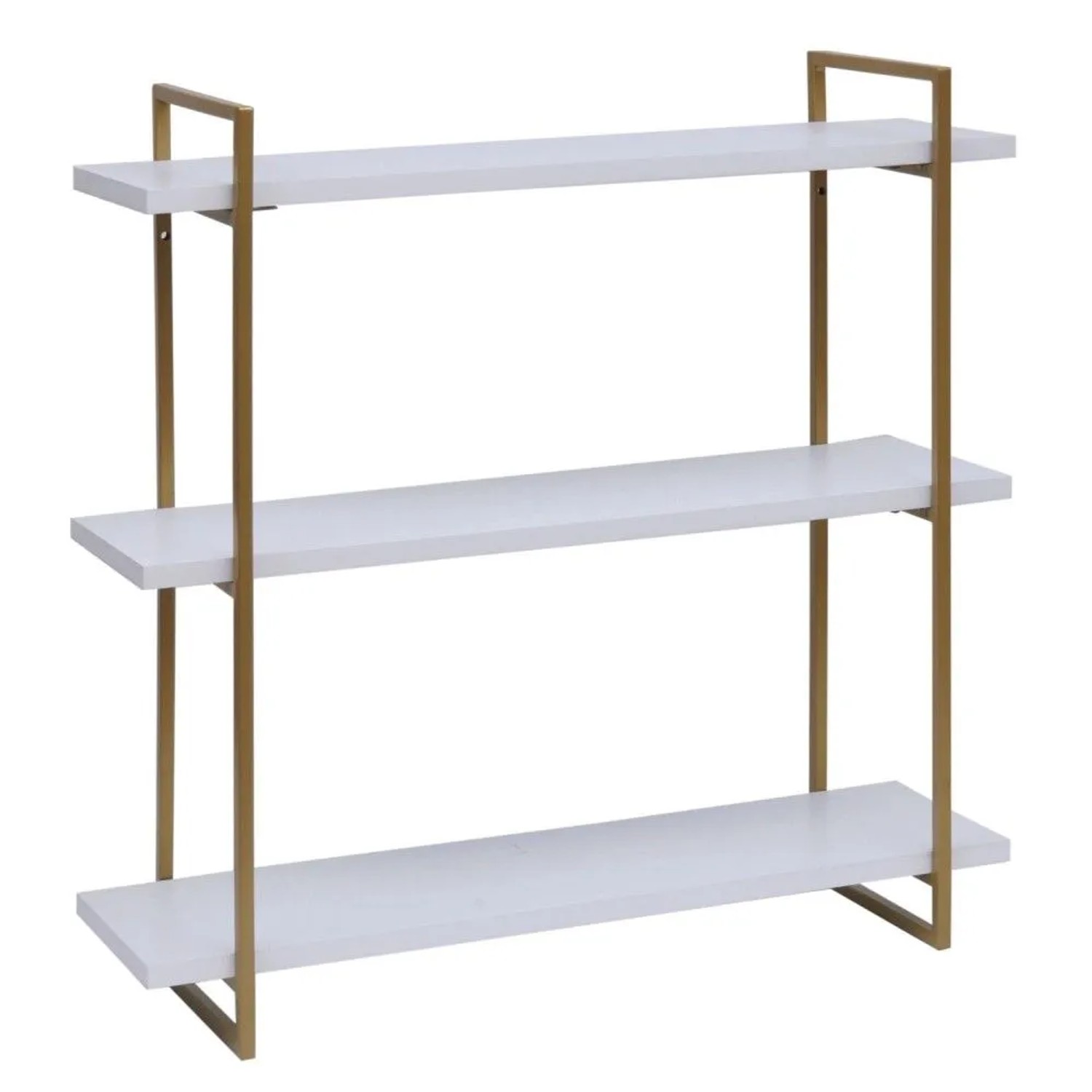 MCW Wandregal K78 60x60x18cm Weiß Metall Gold