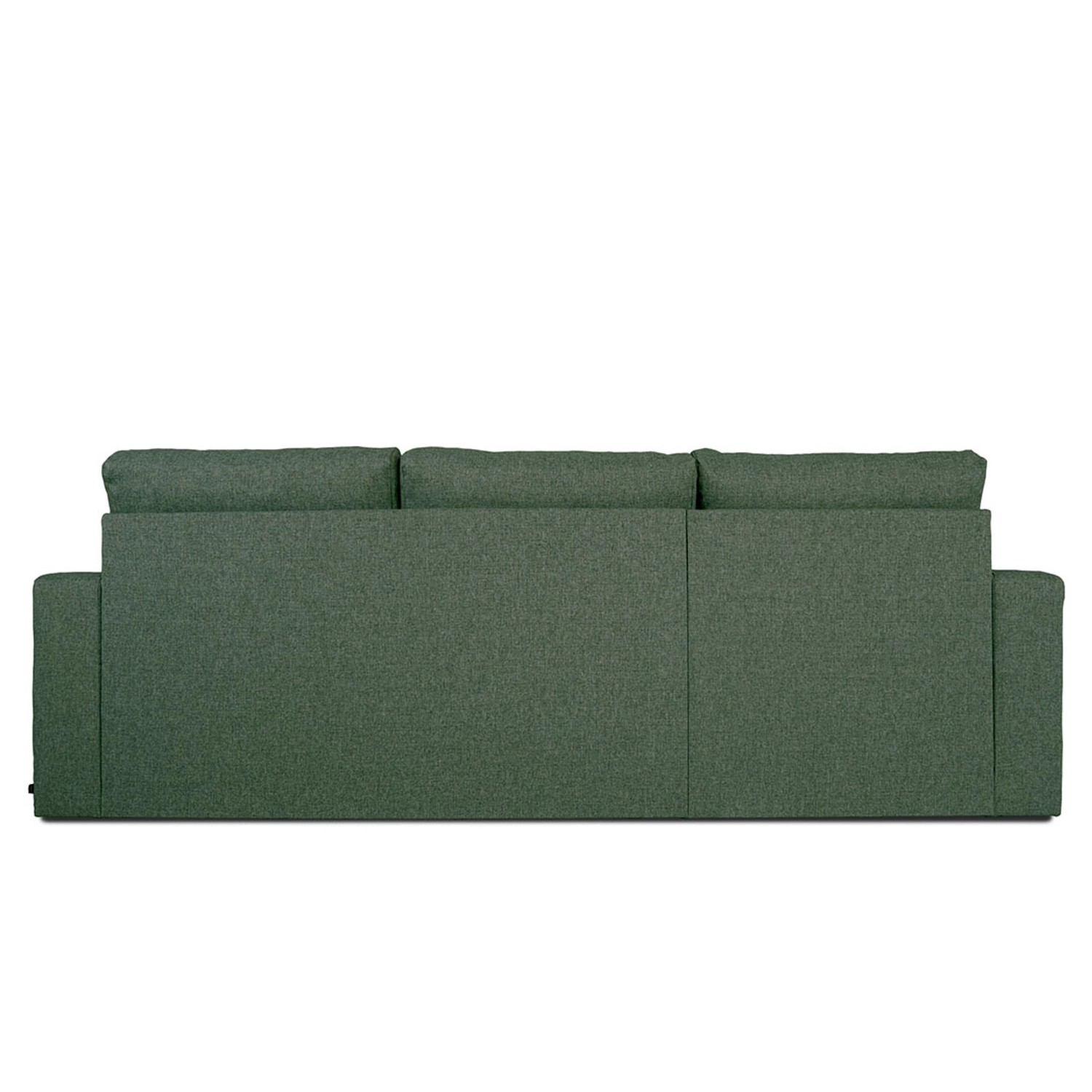 Rückansicht des grünen ebuy24 Odin Schlafsofas / Ecksofas mit Stauraum.
