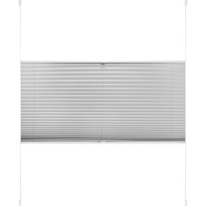 Hellgraues Thermo-Spannplissee Toledo 105x130 cm für Fenster, mit Zugschnüren.