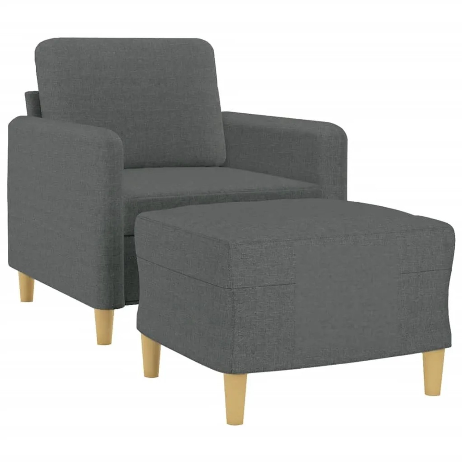 vidaXL Sessel mit Hocker Dunkelgrau 60 cm Stoff 3201185