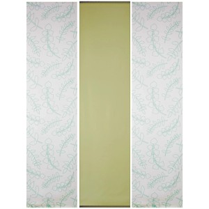 Bestlivings Schiebegardine Elena 3er Set Grün mit Blätter-Print, Fenstervorhang für Wohnzimmer.