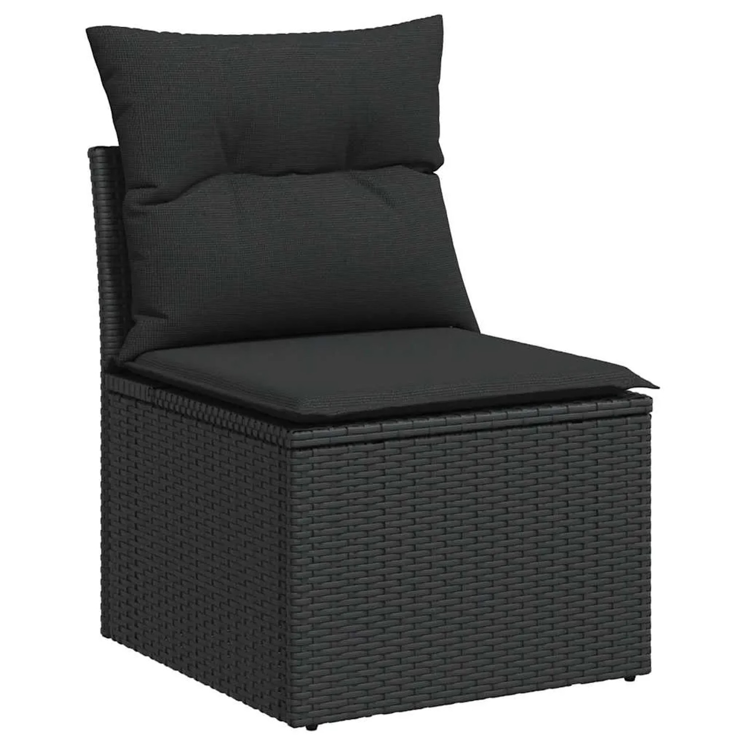 Schwarzes vidaXL Gartensofa aus Rattan mit Kissen, Teil einer Sofagarnitur