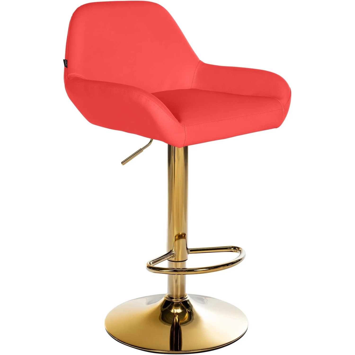 DELUKE Barhocker BIKEL Kunstleder Rot 51x52x89cm Gold Barstuhl Höhenverstellbar Mit Lehne Drehbar Tresenhocker Tresenstu...