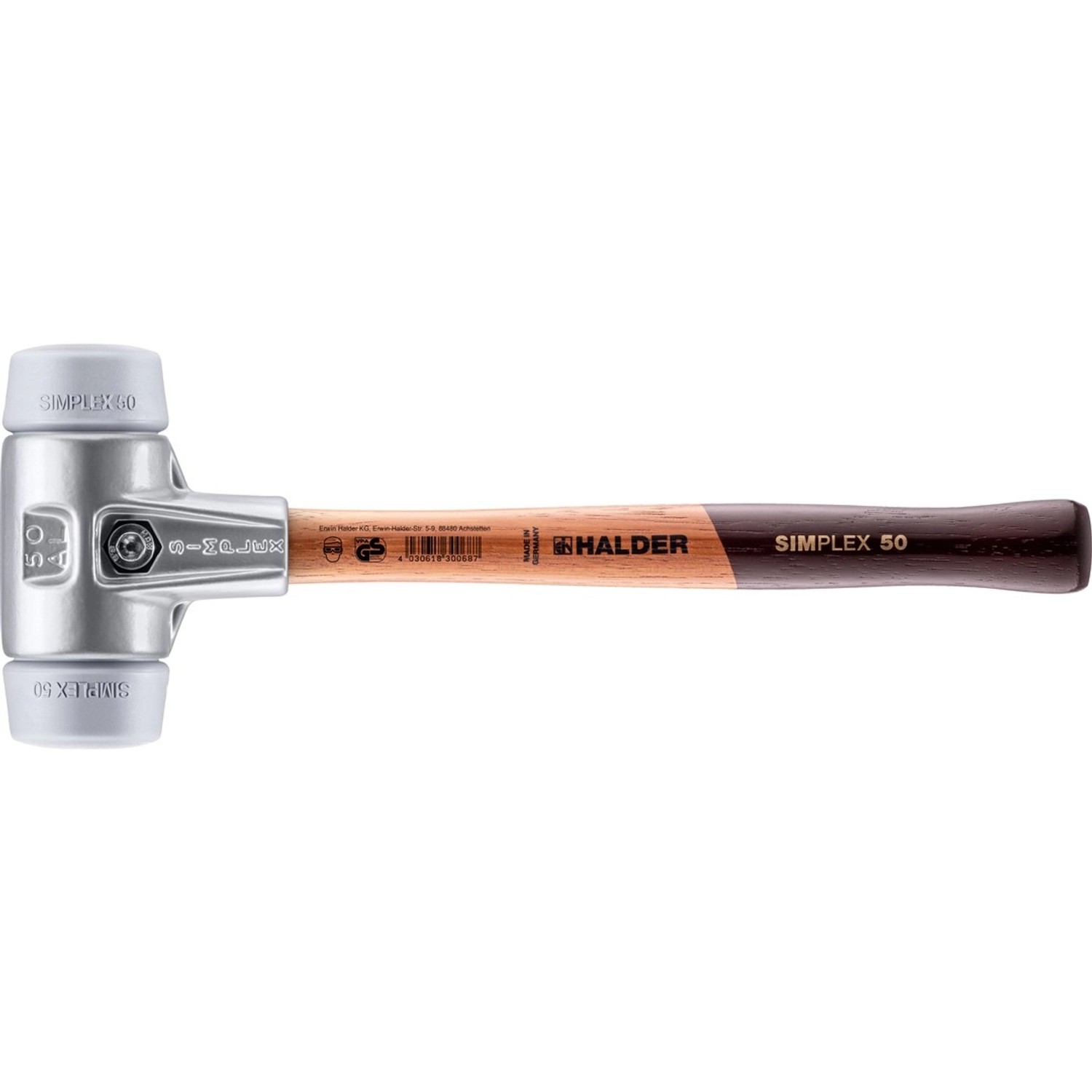 Halder Simplex Schonhammer Ø 50 mm TPE-mid Grau mit Aluminiumgehäuse günstig online kaufen