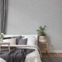 A.S. Création Vliestapete Gewebeoptik Grau-Weiß im Schlafzimmer.