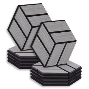 Homestyle4u Akustikpaneele, 10 graue Hexagon Wandpaneele aus Holz für Schallschutz.