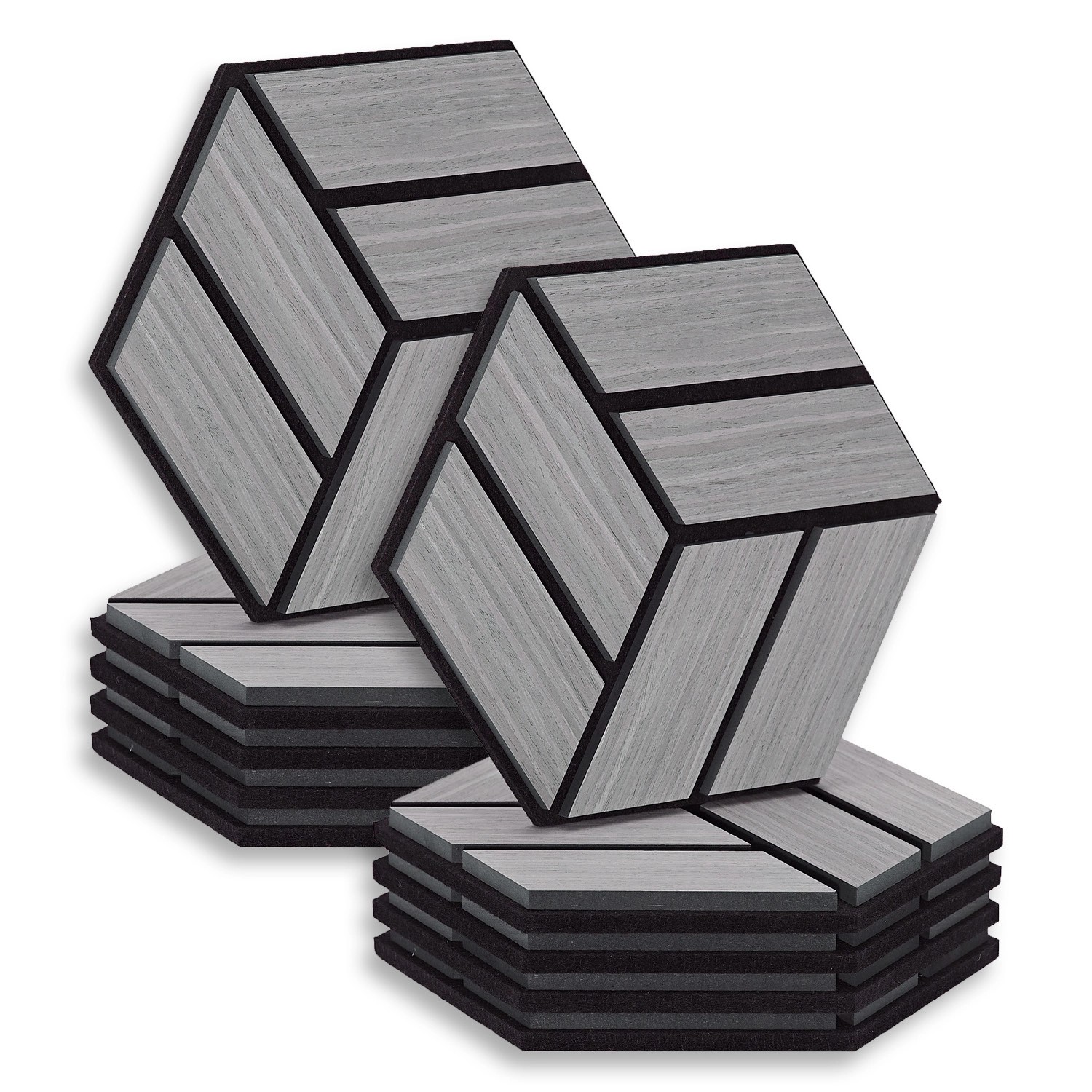 Homestyle4u Akustikpaneele 30 x 26 cm 10 Stück Grau Hexagon Wandpaneele Hol günstig online kaufen
