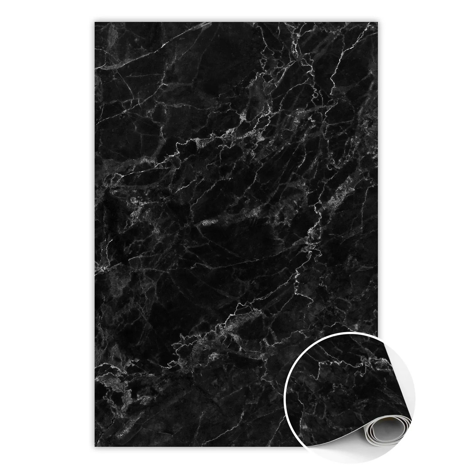 Tulup Teppich Schwarzer Marmor Tapijt Vinyl 80x120 cm Schwarz PVC Tapijt Vl günstig online kaufen