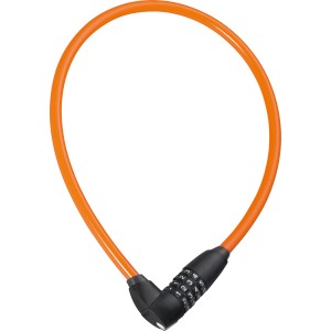 Orangefarbenes Abus Kabelschloss SC Lock 2208 mit Zahlenkombination für Fahrräder.