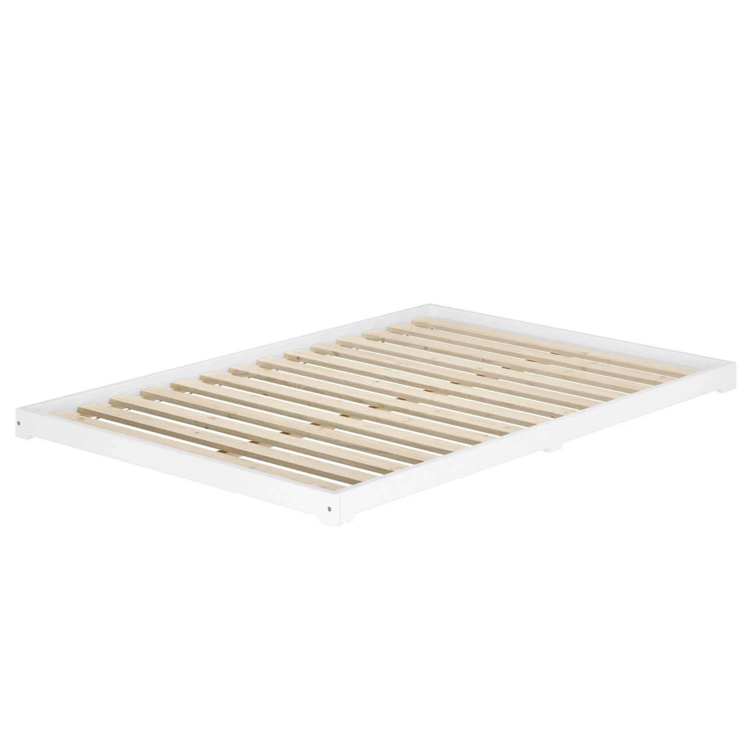 Erst-Holz Bodenbett Holzbett Doppelbett Kiefer Massiv Weiß 140 x 200 cm Modell 47 Rollrost inkl.