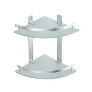 MSV Eck-Duschregal Tabarca aus Alu & Glas, 2 Ablagen, 24x24x30cm.