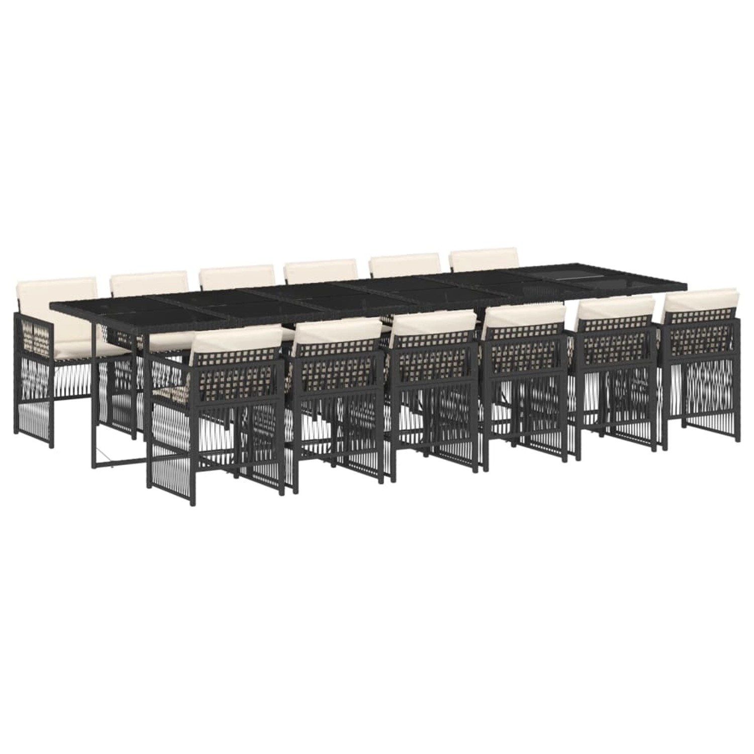 vidaXL 13-Tlg Garten-Essgruppe mit Kissen Schwarz Poly Rattan 3210942 günstig online kaufen