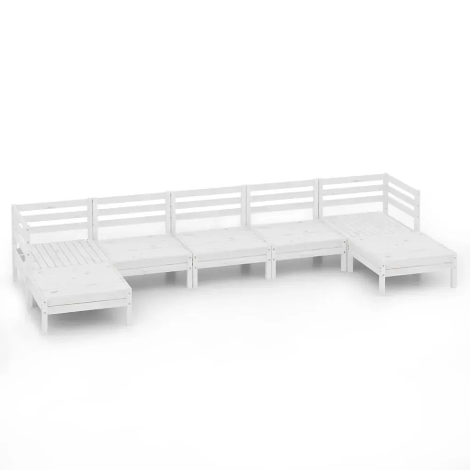 vidaXL 7-Tlg Garten-Lounge-Set Weiß Massivholz Kiefer 3083345
