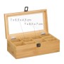 Relaxdays Teebox Bambus Kunststoff Metall Natur Staubgeschützt Herausnehmbar 10 Fächer mit Sichtfenster 10 cm x 29,5 cm x 17 cm 1 kg_5