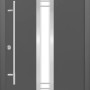 Moderne, anthrazitfarbene Haustür ThermoSpace Palermo mit Glaseinsatz und Edelstahlgriff.