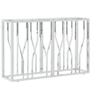 vidaXL Konsolentisch aus Edelstahl und Glas, 110 cm breit. Moderner Tisch für Flur oder Wohnzimmer.