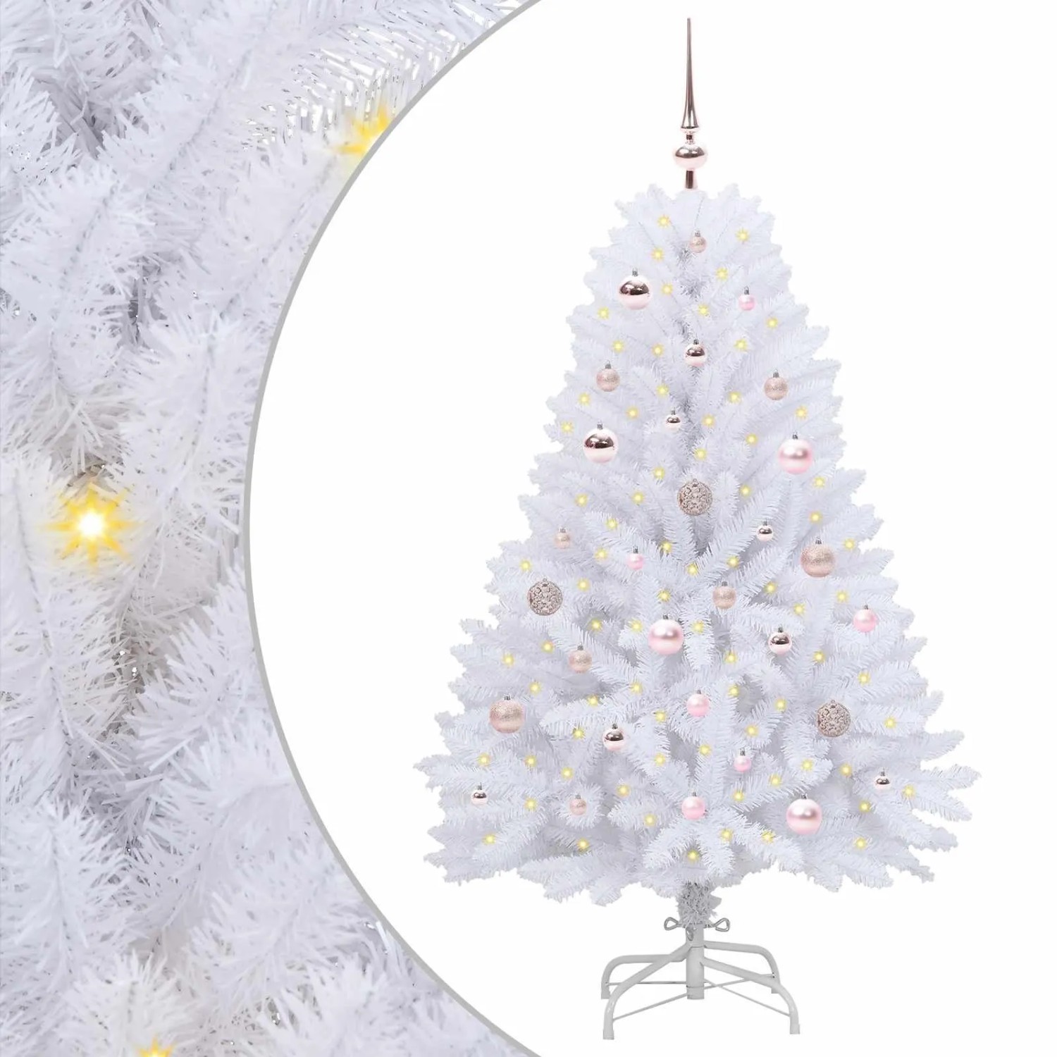 vidaXL Künstlicher Klappbarer Weihnachtsbaum Weiß 150 cm PVC und Stahl 3426587