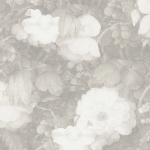 Graue Vlies-Blumentapete Bricoflor mit floralem Muster für ein klassisch-modernes Ambiente.