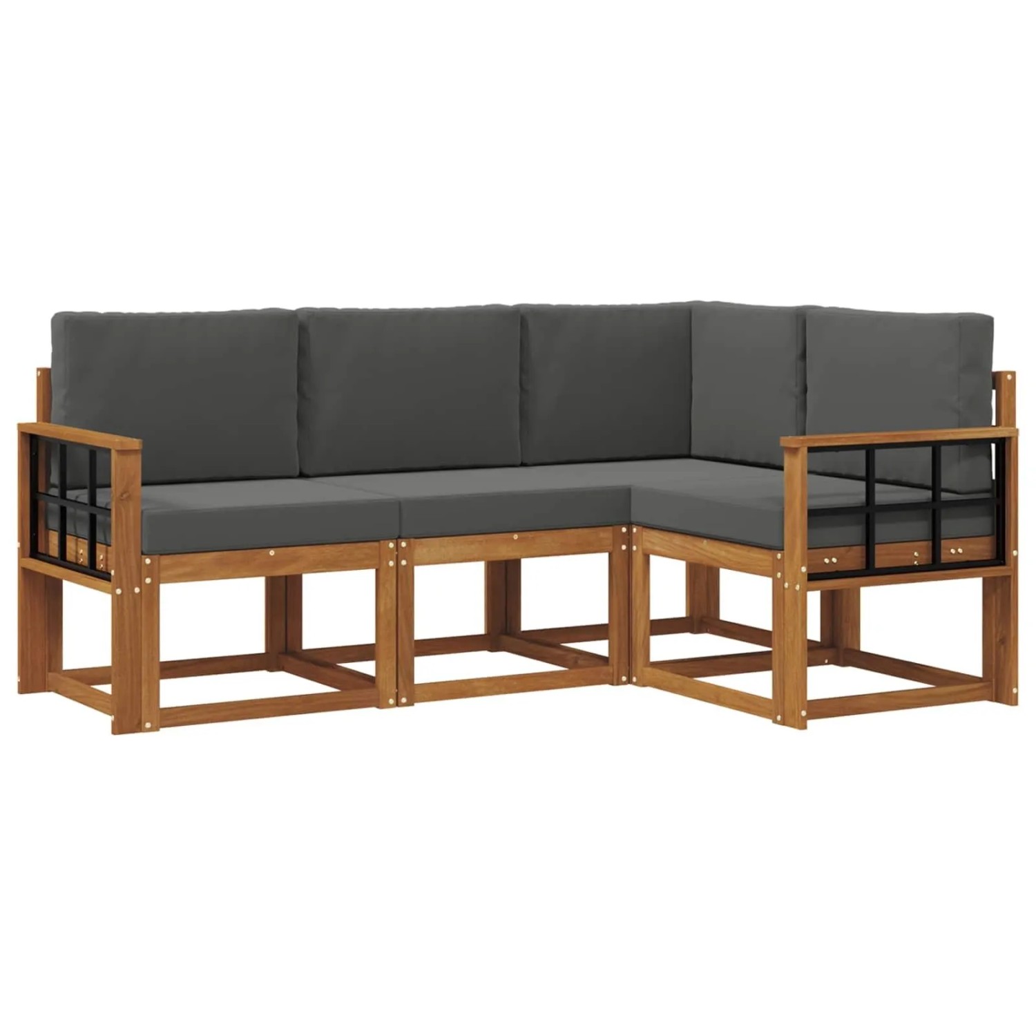 vidaXL Outdoor-Sofagarnitur mit Kissen 4 Stk Natur und Anthrazit 3366335