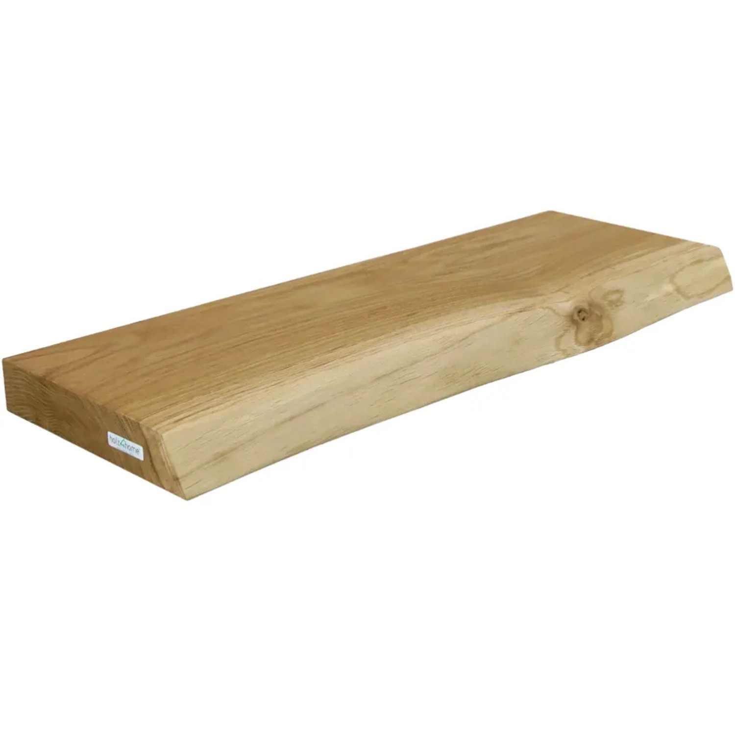 DELUKE Wandregal Holz Schwebend KYLO Eichenholz Massiv mit Baumkante Bücherregal Schwebendes Regal Hängeregal 60x22x4cm