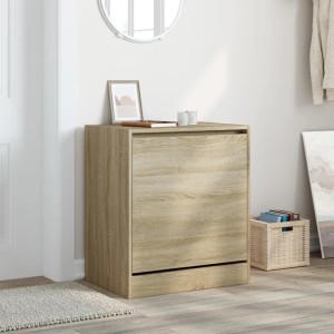 vidaXL Schuhschrank Sonoma-Eiche, Holzwerkstoff, 60x42x69 cm. Schuhkipper für Flur oder Diele.