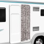 Beige-brauner Fliegenvorhang 56x200cm aus Chenille am Wohnwagen.