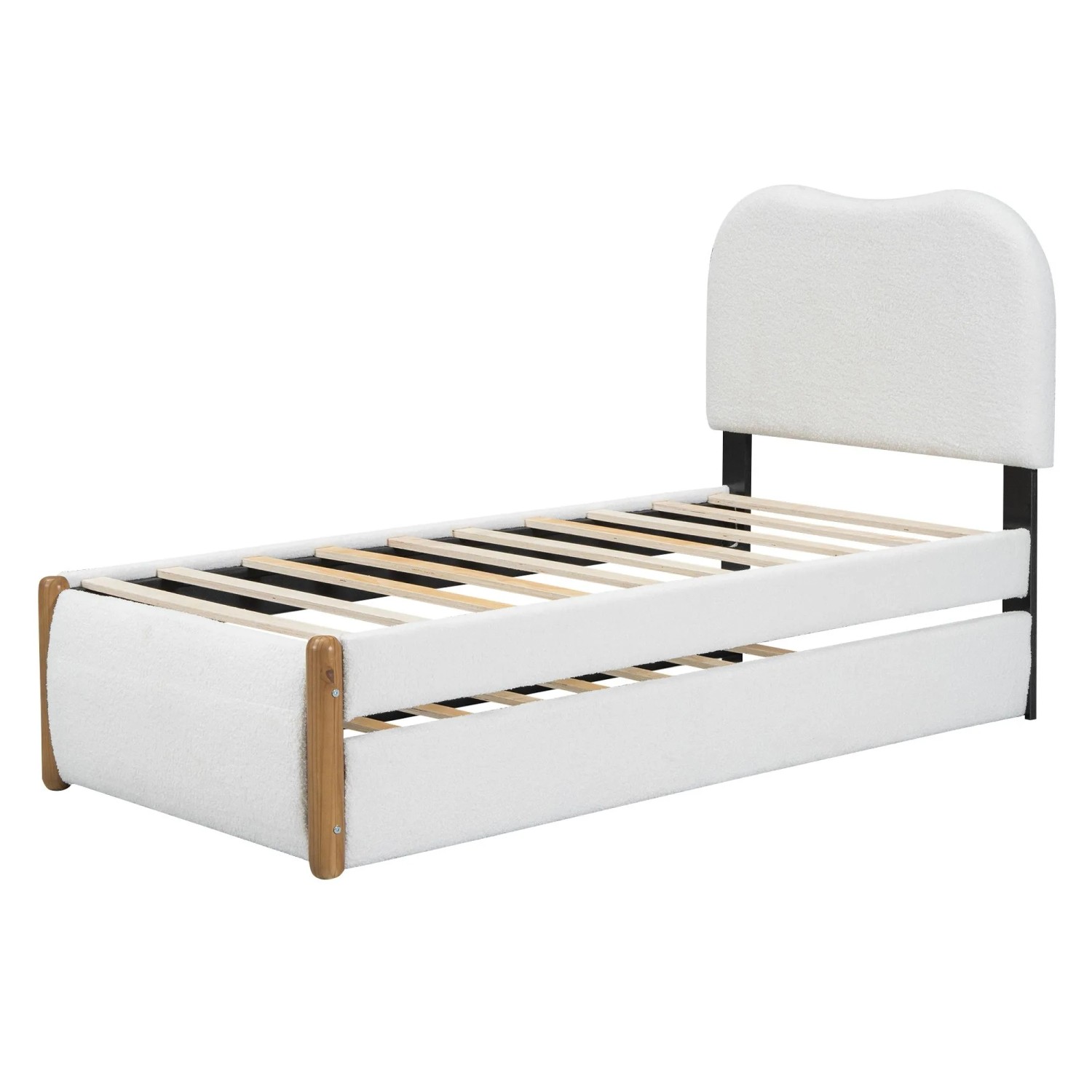 okwish Polsterbett 90x200cm mit Ausziehbett Kinderzimmer Weiß ohne Matratze
