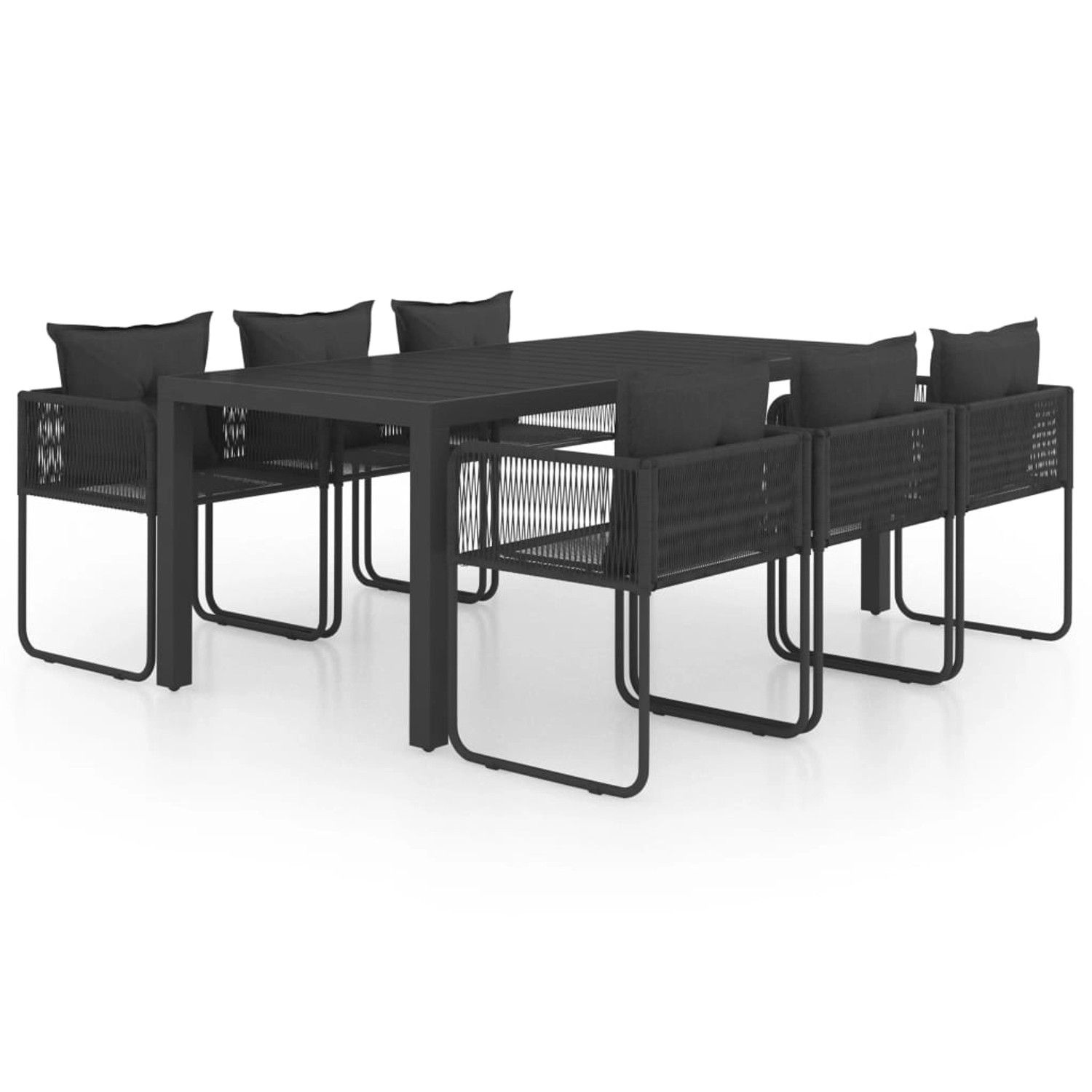 vidaXL 7-Tlg Garten-Essgruppe PVC Rattan Schwarz 3060104 günstig online kaufen
