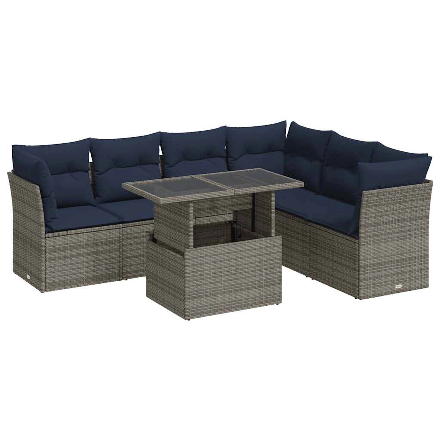 vidaXL 7-Tlg Garten-Sofagarnitur mit Kissen Schwarz Poly Rattan 3326172 günstig online kaufen