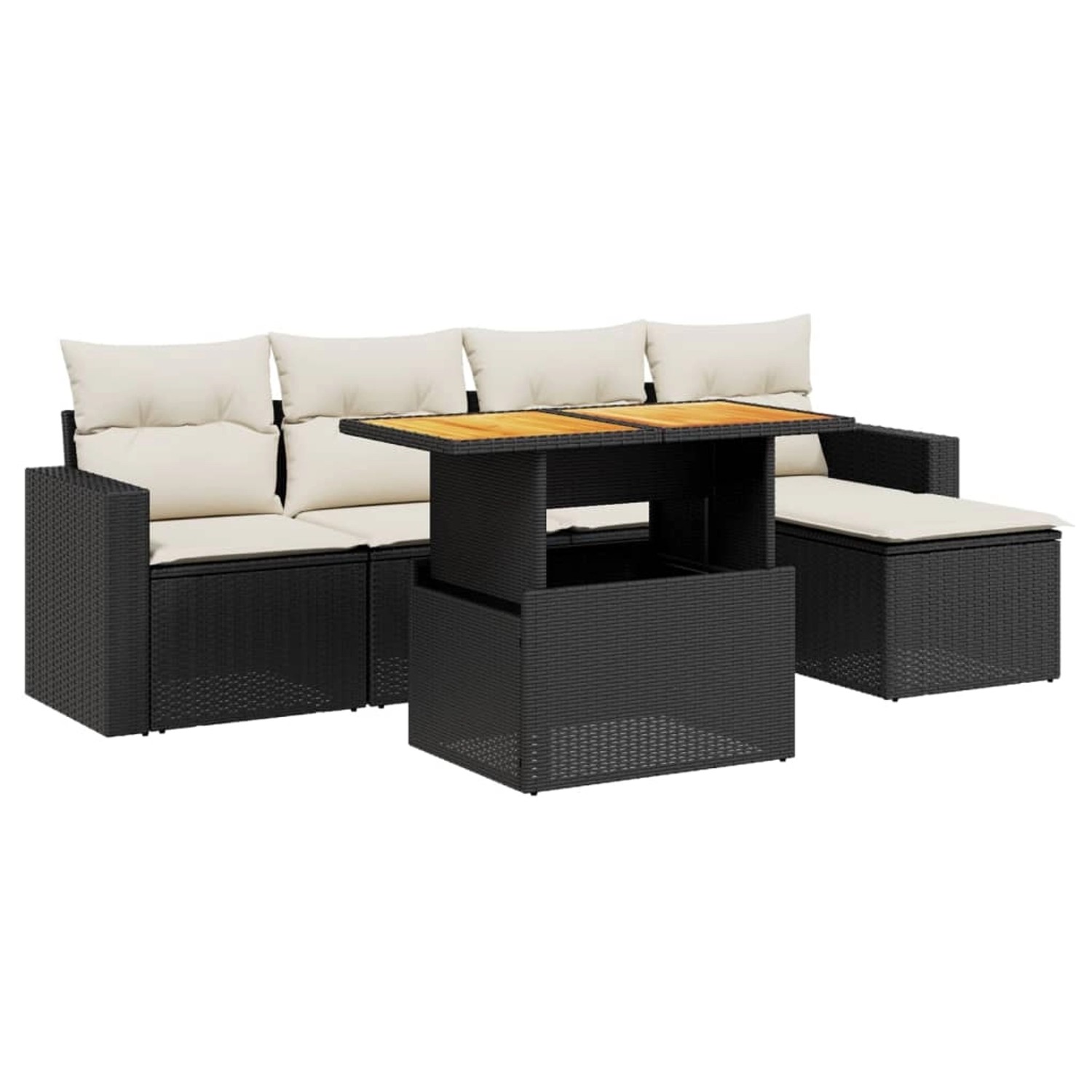vidaXL 6-Tlg Garten-Sofagarnitur mit Kissen Schwarz Poly Rattan 3271287 günstig online kaufen