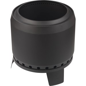 Schwarzer, raucharmer Landmann Feuerkorb (Ø 60 cm) aus Stahl mit Belüftungslöchern.