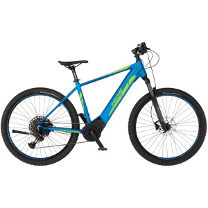 Blaues Fischer E-Bike Montis 6.0i mit 51 cm Rahmen und Brose Drive S Mittelmotor.