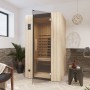 Weka Infrarotkabine Tanilla 1 mit Linienstrahler im modernen Badezimmer.