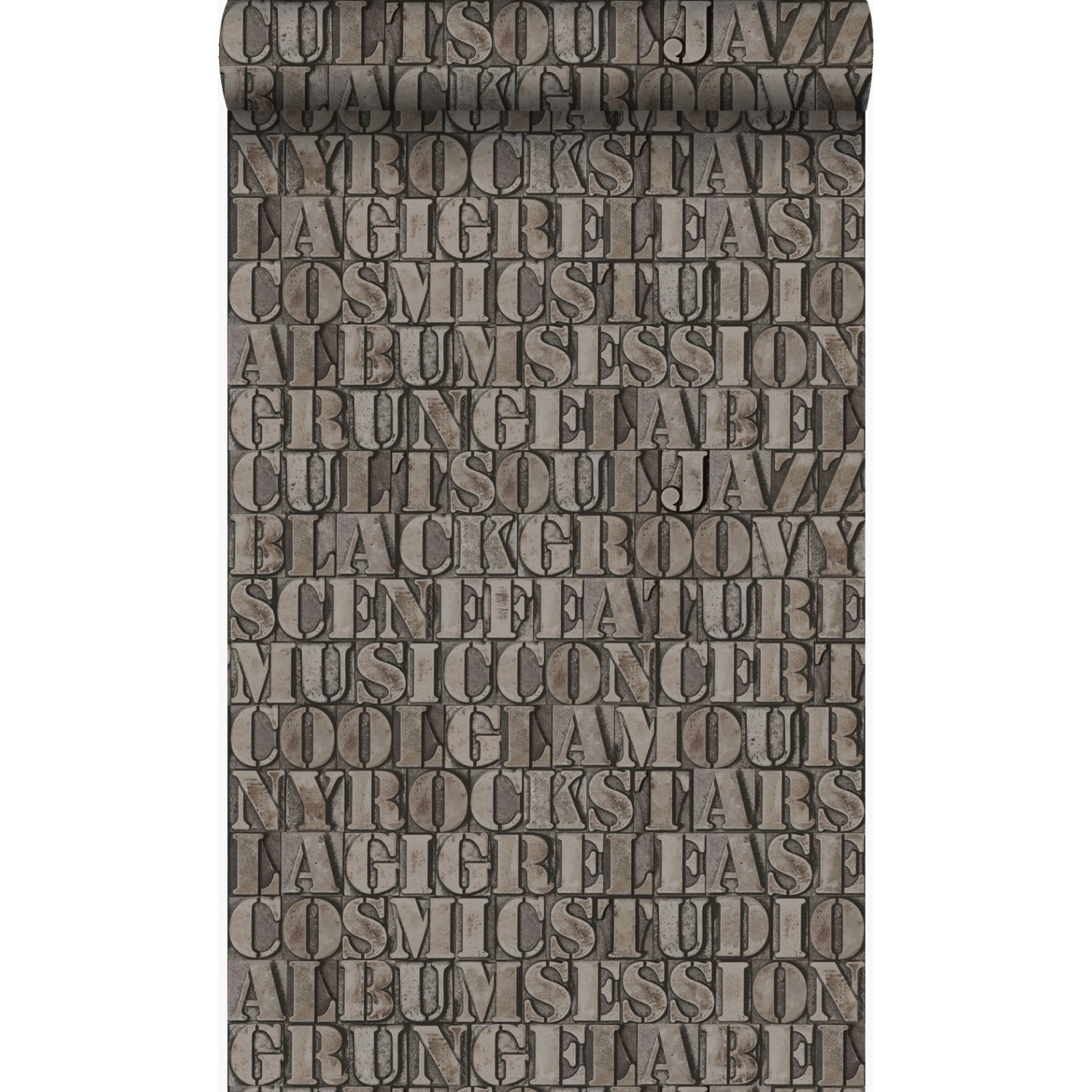 Origin Luxury Wallcoverings Tapete Alte Eiserne Druckbuchstaben Rostbraun 5 günstig online kaufen